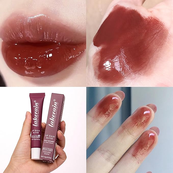 Lip Butter Balm, Day/Night Hydrating Lip Mask, Moisturizing Lip Balm Butter, Ultra-Nourishing Lip Care Moisturizer, Lip Butter Gloss Shine Lip Glow Oil Makeup#3 Brown Sugar-VivaGrace Women