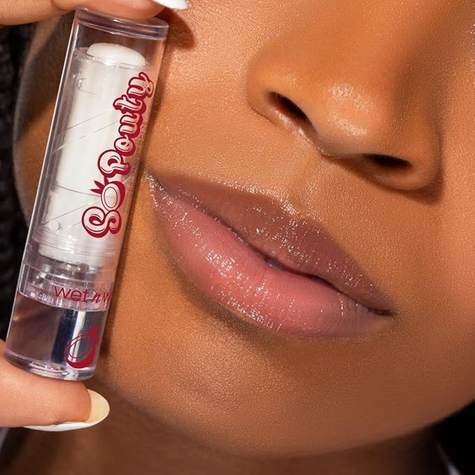 wet n wild Perfect Pout So Pouty Shine Tinted Lip Balm Coconut Flavored, Hyaluronic Acid, Vegan Collagen, Moisturizing For Dry Lip Care, Clear (Pack of 2)-VivaGrace Women