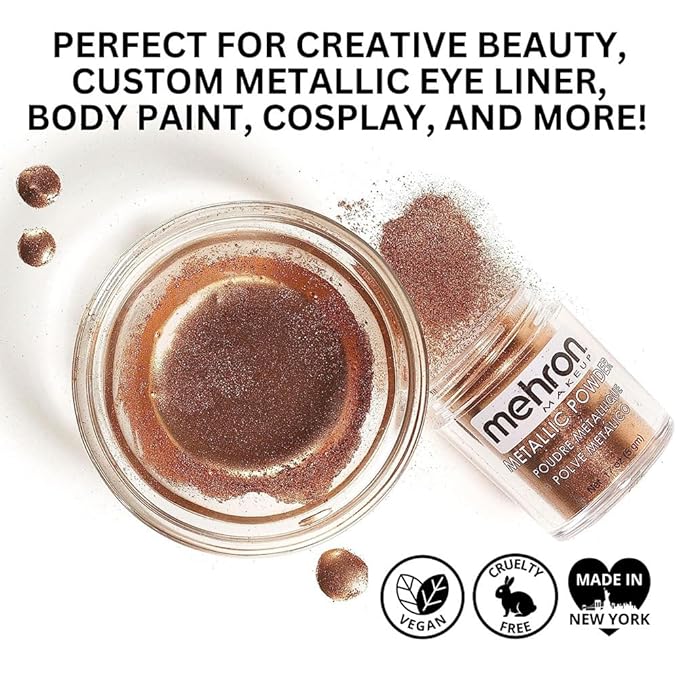 Mehron Makeup Metallic Powder (.17 oz) with Mixing Liquid (1 oz) (COPPER)-VivaGrace Women