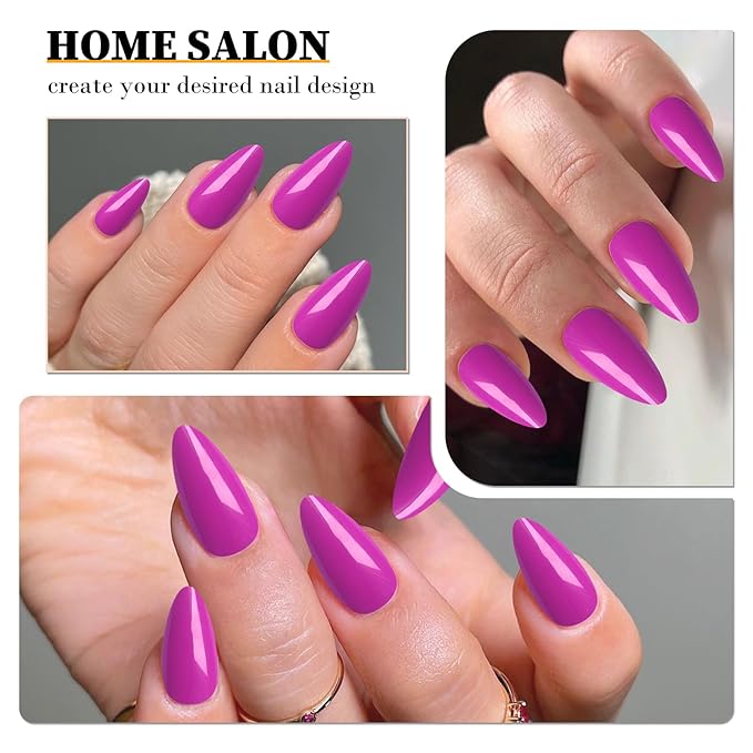 LoveOurHome 240pc Almond Press on Nails Medium Fake Nail Tips Full Cover Lavender Glue on Nails Artificial Fingernail Short Stiletto Nails Press ons False Nail & Adhesive Tabs for Women Girls Kids