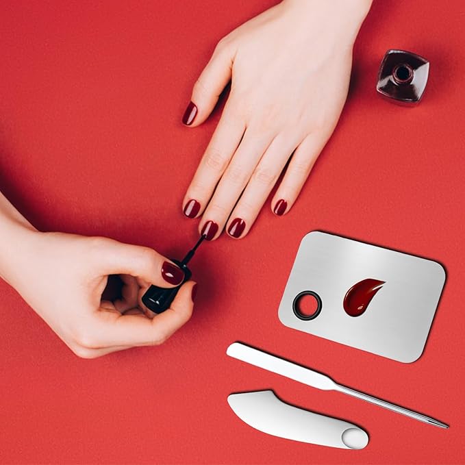 3 Pcs Makeup Foundation Spatula Spoon Tool Set, Make Up Mixing Palette Tray, Stainless Steel Skin Care Spatula, Cosmetic Scoop Scraper for Skincare Face Eye Cream (Silver)-VivaGrace Women