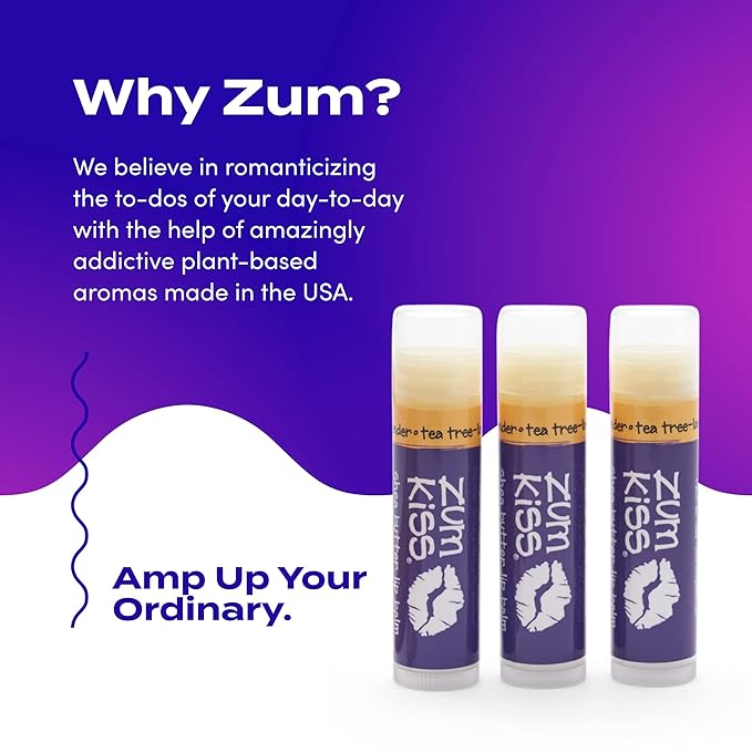 Zum Tea Tree-Lavender Kiss Stick (Pack of 3) with Certified Organic Sunflower Seed Oil, Beeswax, Shea Butter, Pure Essential Oils, Candelila Wax, Vitamin E and Honey, 0.15 oz-VivaGrace Women