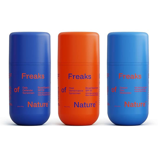 Freak Trio Bundle | Deeper Dive Moisturizer Serum, Peak Performance SPF 50 & Daily Defender SPF 30 | Natural Hydration & Sun Protection | Eco-Friendly, Reef-Safe, Cruelty-Free | All Skin Types-VivaGrace Women
