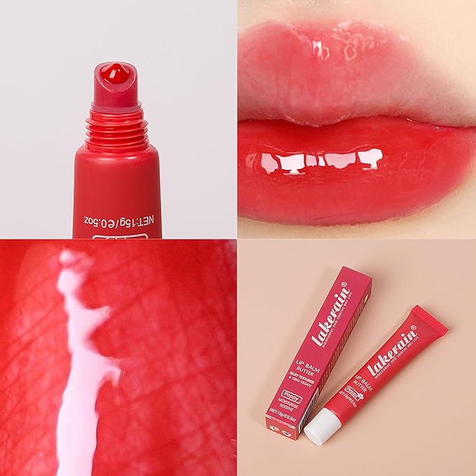 Lip Butter Balm, Day/Night Hydrating Lip Mask, Moisturizing Lip Balm Butter, Ultra-Nourishing Lip Care Moisturizer, Lip Butter Gloss Shine Lip Glow Oil Makeup#4 Poppy-VivaGrace Women