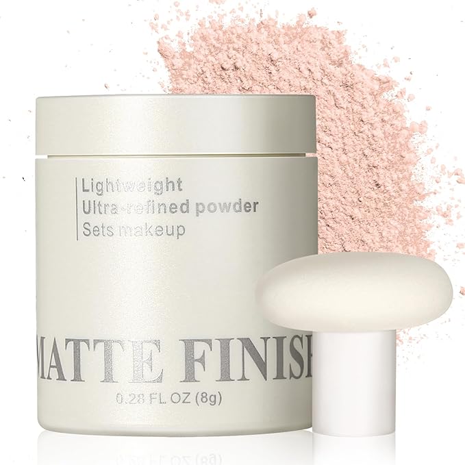Erinde Pink Translucent Matte Setting Powder with Puff, Face Loose powder Makeup, Oil Control Finishing Powder, Lightweight Blurring Powder, Waterproof, 24H Long-Lasting, Creates Soft Focus Effect-VivaGrace Women