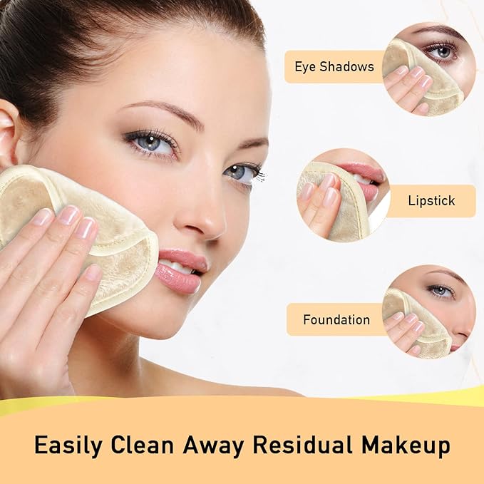 Makeup Remover Cloth, 15-Pack Soft Microfiber Face Towels for Washing Face, 5" x 5" Eye Makeup Remover Pads, Travel-Friendly Makeup Remover Wipes, Gentle Wash Cloths for Sensitive Skin