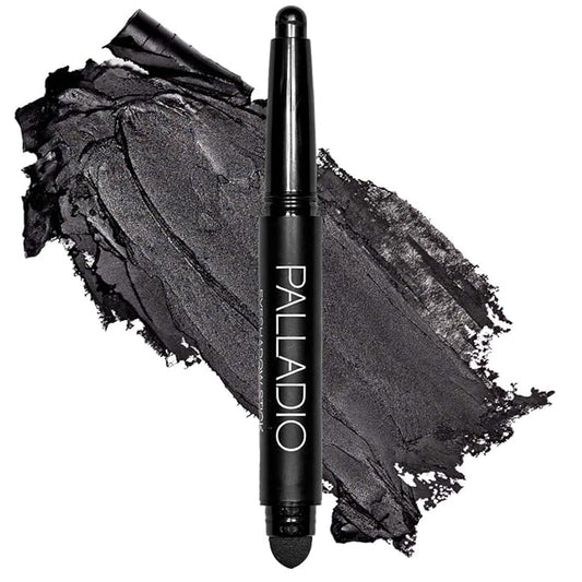 Palladio Waterproof Eyeshadow Stick with Blending Sponge, Long Lasting & Effortless Application, Smudge Free & Crease Proof Formula, Matte & Shimmer Shades, Buildable Eye Shadow (Matte Black)-VivaGrace Women