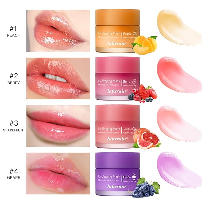 Hydrating Lip Sleeping Mask - Day and Night Repair Lip Balm for Chapped Dry Lips - Reduce Lip Lines, Enhance Lip Color, Hydrate & Plump Lips Care Lip Mask (Grape)-VivaGrace Women