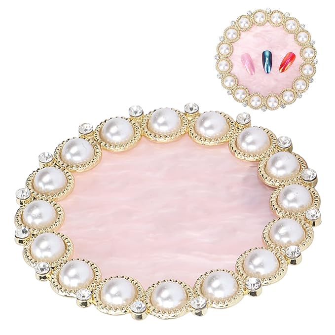 Resin Stone Nail Art Palette, Nail Art Display Board Cosmetic Nail Mixing Palette Drawing Color Mixing Nail Art Painting Gel Palette Tips Display Plate(Golden)-VivaGrace Women