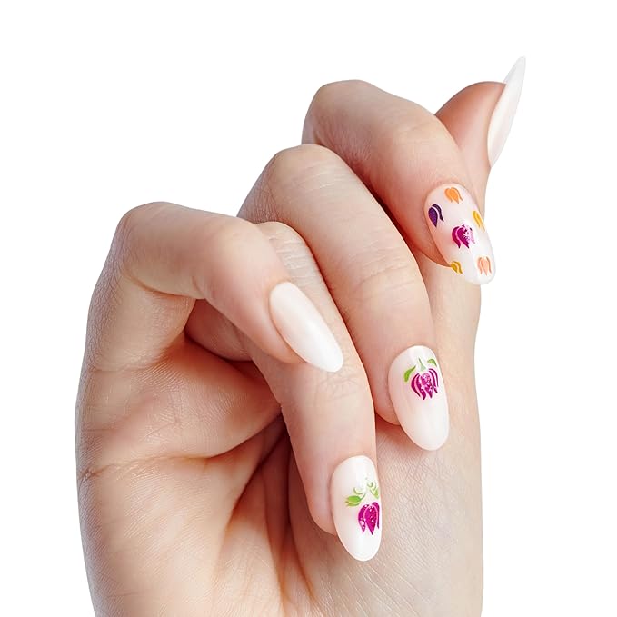 WICKED X imPRESS Design Press On Nails , The EASIEST NO GLUE Mani, Super Hold Adhesive, ‘Beautifical’, White, Medium Oval, Includes 30 Fake Nails, 1 Prep Pad, 1 Manicure Stick, 1 Mini File