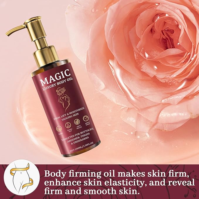 Magic Body Firming Oil, Luxury Body Oil for Crepe Skin, Tightening & Hydrating Body Oil After Shower with Vitamin E and Rosehip, Non-Greasy Body Serum Oil for Thighs, Arms, Chest, 100ML / 3.38 Fl Oz-VivaGrace Women
