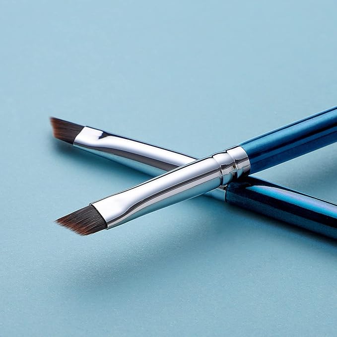 Eyeliner Brush Fine Angled - PRO Precision Gel Eye Liner Makeup Brush -Ultra Thin Slanted Flat Angle - Premium Cruelty Free Synthetic Bristles (E835 Blue)-VivaGrace Women