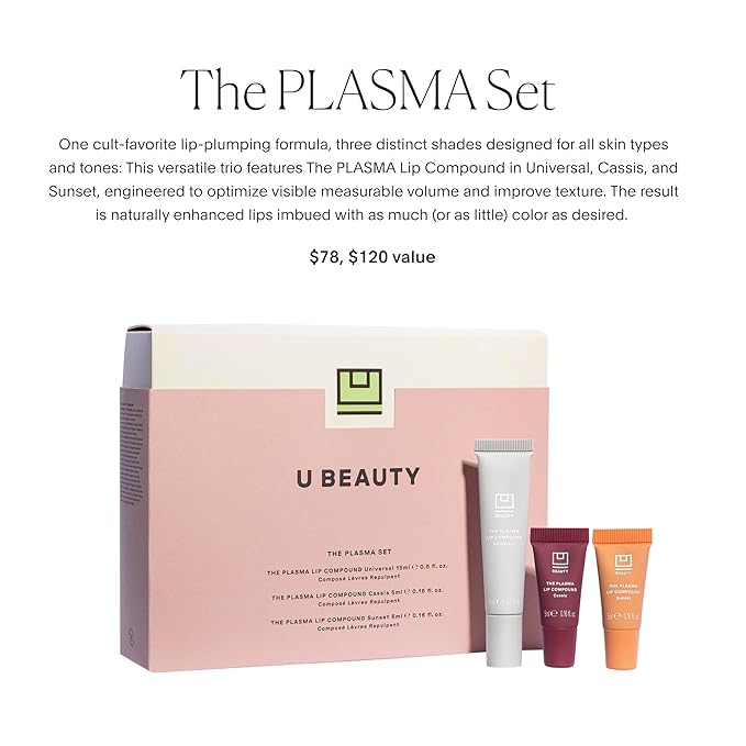 U Beauty The PLASMA Tinted Lip Compound - Anti-Aging & Anti-Wrinkle Lip Gloss, Hyaluronic Acid, Shea Butter & Peptides for Hydration & Plumping,3 Shades - 15 mL-VivaGrace Women