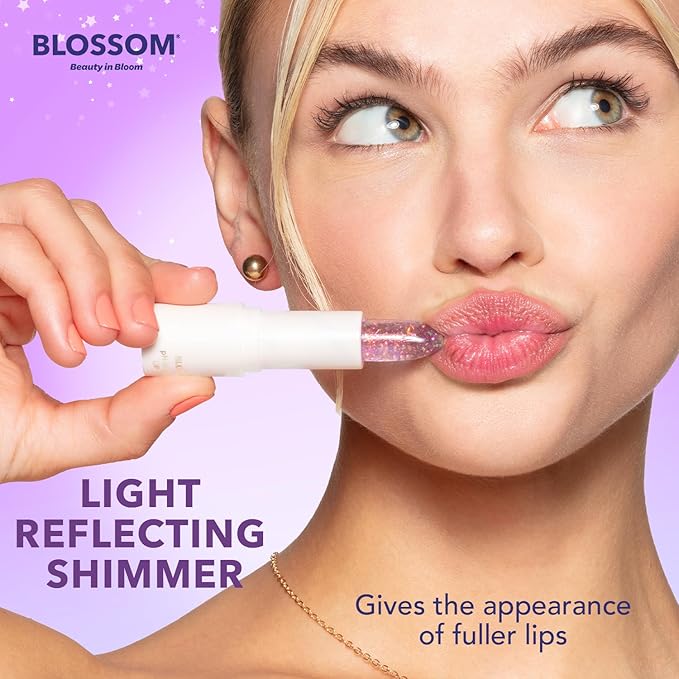Blossom pH Adjusting Shimmering Lip Balm Moisturizing Glitter Sparkle Lip Balm, 0.12oz./3.5g, Coral-VivaGrace Women