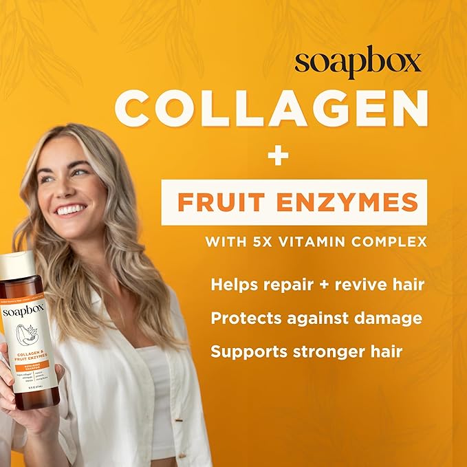 Soapbox Collagen Shampoo & Conditioner, For Dry, Fine or Thin Hair, Strengthening with Collagen & Peptides for Fuller Looking Hair, 16oz Each (Pack of 2)-VivaGrace Women