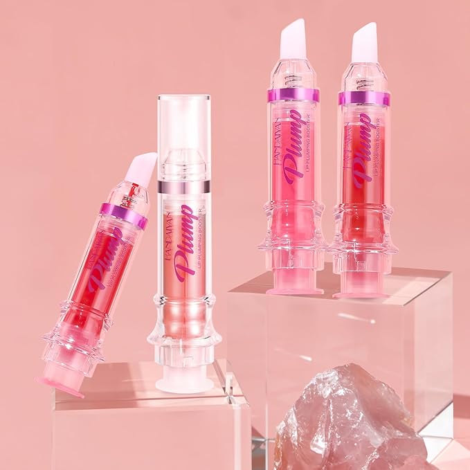 Lip Plumper Gloss 3 Colors Set,Natural Lip Plumping Oil and Lip Care Serum Enhancer for Fuller Booster Balm Moisturizing Hydrating&Reduce Fine Lines Nourishing Non-sticky Lips Mask Makeup-VivaGrace Women