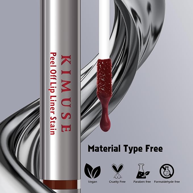 KIMUSE Peel Off Lip Liner Stain, Long Lasting Lip Tint Stain Peel Off, Waterproof, Transfer-Proof, Highly Pigmented Color Peel Off Lip Stain Liner, Matte Finish-VivaGrace Women