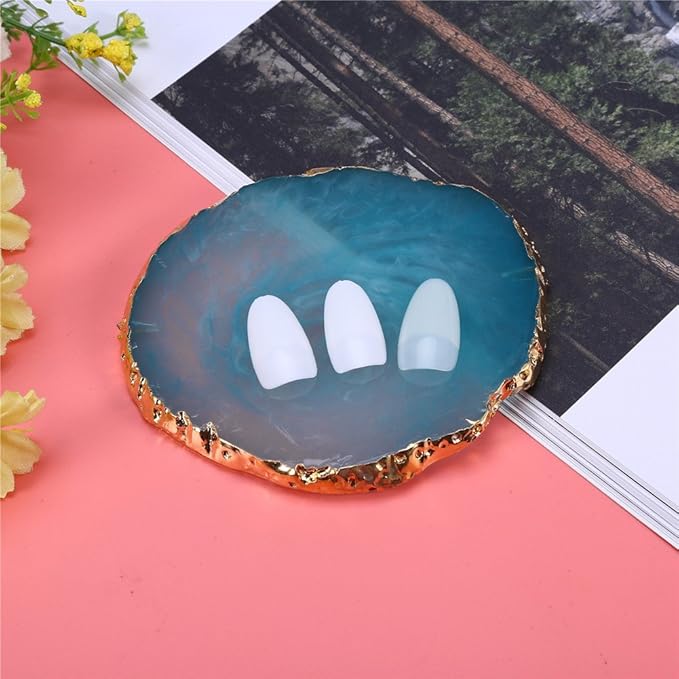 Nail Art Palette, Natural Resin Stone Nail Art Palette for Painting Placing Things Making Nail(Blue)-VivaGrace Women
