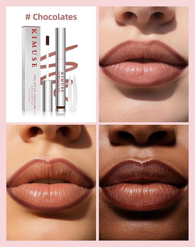 KIMUSE Peel Off Lip Stain, Long Lasting Lip Stain Peel Off with Tweezer, Waterproof Lip Liner Stain, Transfer-Proof, Highly Pigmented Color, Matte Finish-VivaGrace Women