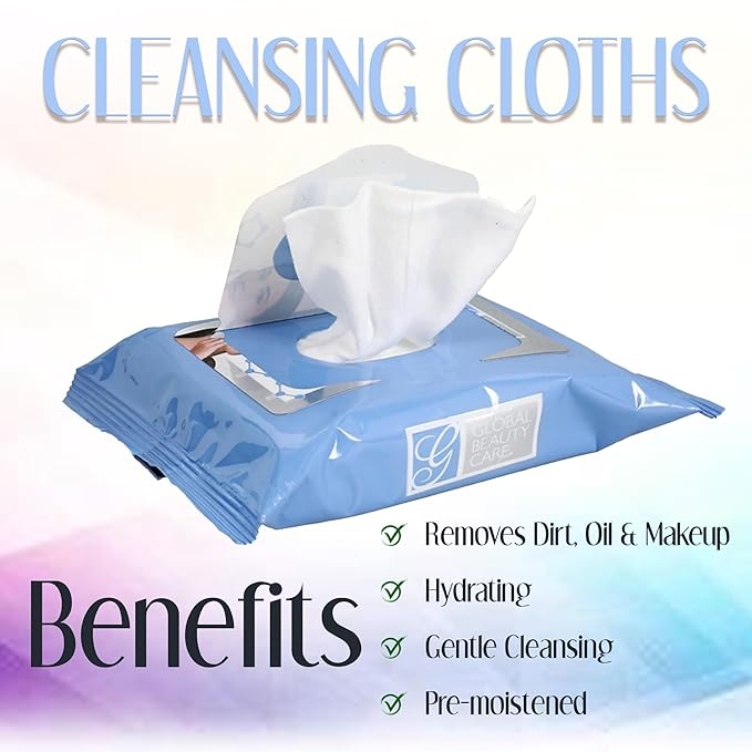 Global Beauty Care Retinol Cleansing Facial Towelettes, Makeup Remover Wipes, Nourishing Face & Eye Hypoallergenic, Paraben-Free, Non-Comedogenic, Hydrates & Smooths Skin 30 Wipes, 120 Count 4 Pack