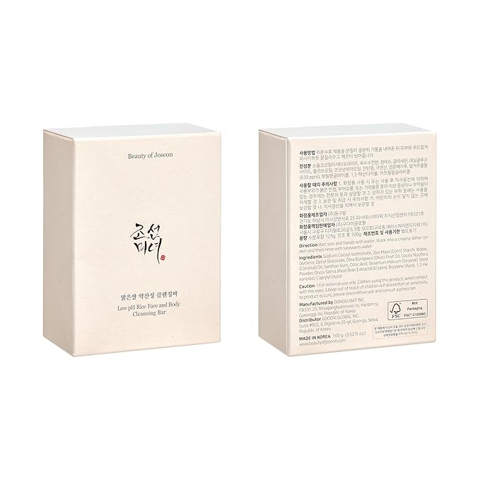 Beauty of Joseon Low pH Rice Face and Body Cleansing Bar Soap Gentle Moisturizing Clenaser For Sensitive Skin Korean Skincare 100g