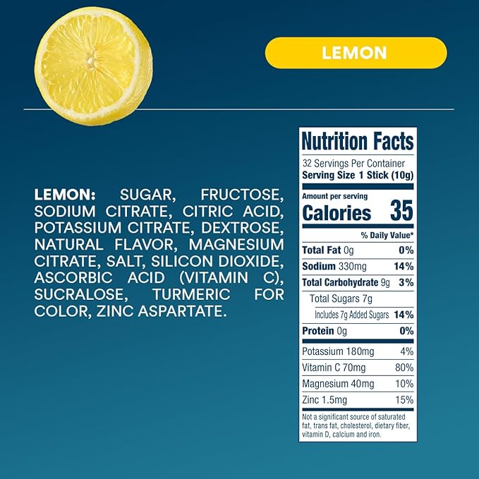 DripDrop Hydration Packets - Lemon - Single Serve Electrolytes Powder Drink Mix - Non-GMO, Gluten Free, Vegan - 32 Sticks-VivaGrace Women