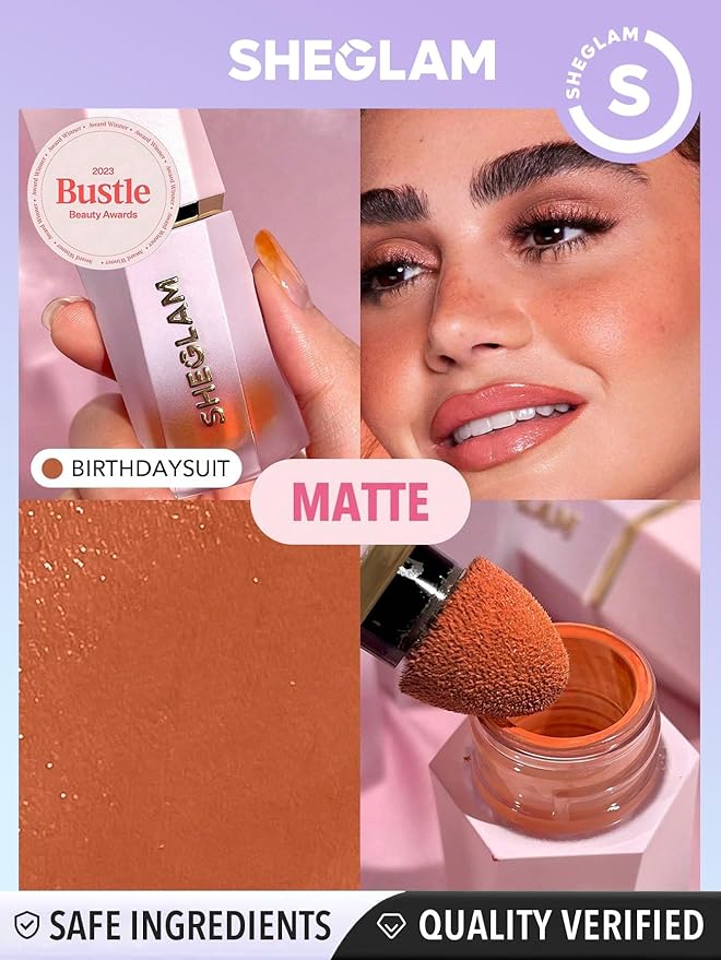 SHEGLAM Liquid Blush Makeup for Cheeks Matte Finish - Birthday Suit-VivaGrace Women