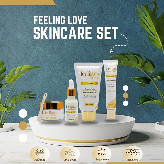 Introducing our exclusive Skincare Set: Cleanser, Serum, Essence Cream, and Eye Cream - Experience the Ultimate 4-Step Natural Beauty Routine for Achieving Radiant, Glowing Skin.-VivaGrace Women