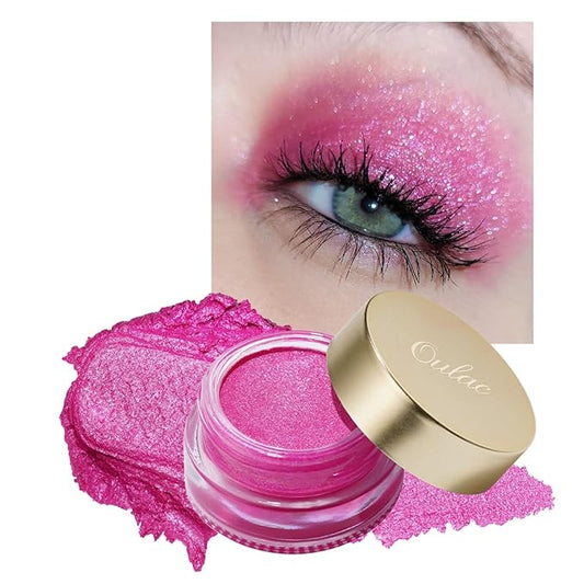 Oulac Hot Pink Cream Eyeshadow also for Highlighter Highly Pigmented Eye Shadow Waterproof&Long Lasting with Moisturizing Formula Blendable Shimmer Eye Make-up,Vegan & Cruelty-Free, 6g, 09-VivaGrace Women