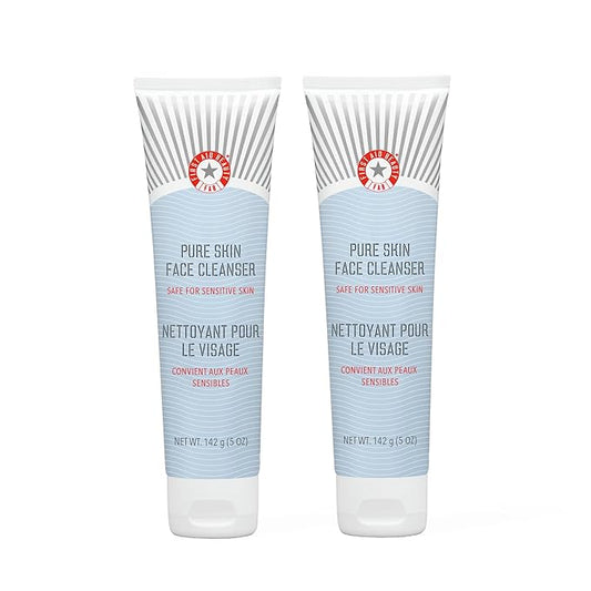First Aid Beauty - Pure Skin Face Cleanser, Effectively Removes Makeup, Dirt, & Impurities, Gentle Cleanser Leaves skin Soft & Supple, Fragrance Free (5 oz, 2 ct)-VivaGrace Women