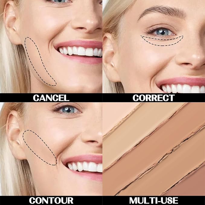 5 In 1 Multi-Use Correcting Concealer Palette,Waterproof Long Lasting Contour Palette,Professional Creamy Concealer Kit for Women,Easy to Create Full Coverage and Natural Finish.#2-VivaGrace Women