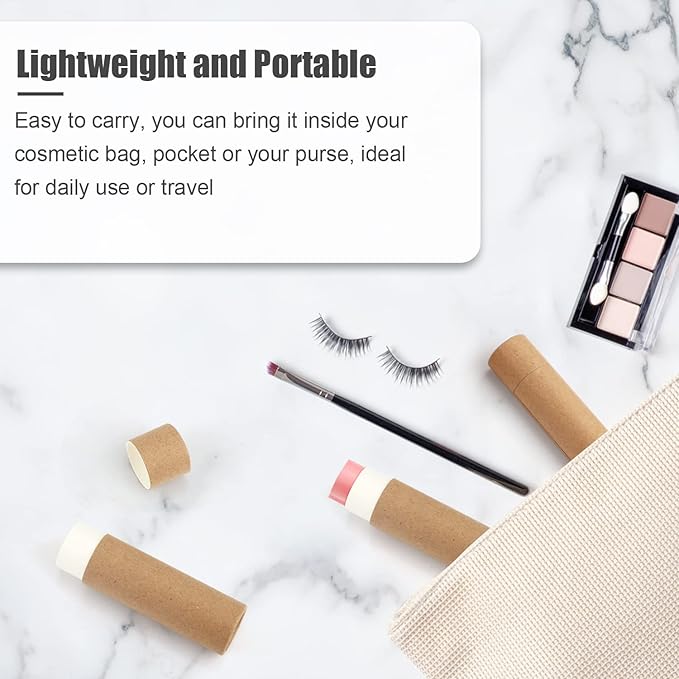 10 Pcs 25g Paperboard Lip Balm Tubes Refillable Krafts Paper Lipstick Tube Round Cardboard Empty Lip Gloss Container Holder Tubes for DIY Chapstick Salve Cosmetic Lotion Solid Perfume - Brown-VivaGrace Women