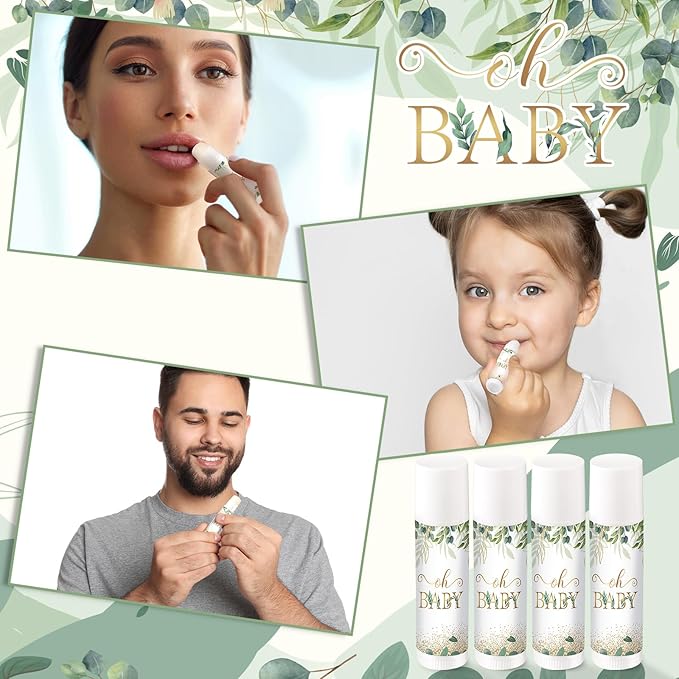 40 Pieces Lip Balm Bulk Baby Shower Jasmine Lip Balm Favors Floral Moisturizing Lip Balm for Women Children Men Girl kids Gender Reveal Favors Gift Baskets (Leaves)-VivaGrace Women