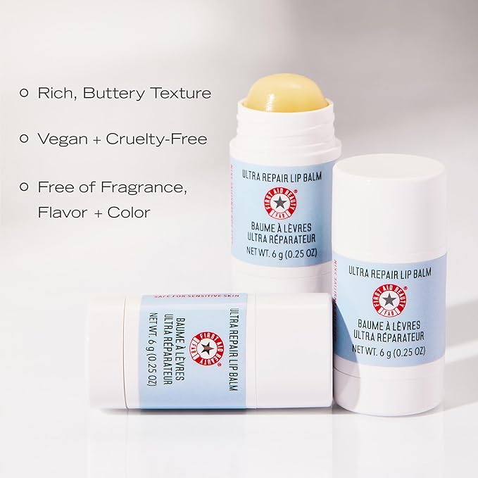 First Aid Beauty Ultra Repair Lip Balm – Instantly Hydrates to Leave Lips Soft, Supple + Plump – Concentrated Formula of Botanical Oils, Butters + Waxes – Three Pack, 3 * 0.25 oz-VivaGrace Women