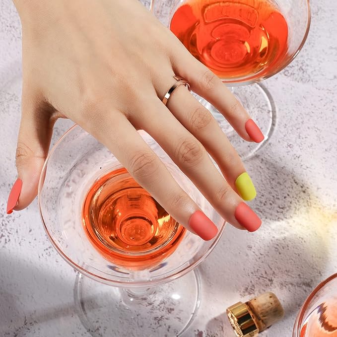 Teenitor Short Square Press On Nails Set, 12 Colors Short Fake Nails With Glue, 12 Sizes Glue On Nails
