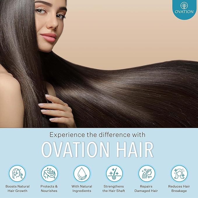Ovation Hair Cell Therapy Hair Growth & Scalp Treatment for Men & Women - For All Hair Types, Helps Reduce Breakage & Split Ends - No Minoxidil, Sulfates, or Parabens - With Biotin, Vitamin B5, Aloe-VivaGrace Women