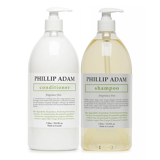 Phillip Adam Fragrance Free Shampoo and Conditioner Set - Sulfate Free & pH Balancing - 33.8 Ounce Each-VivaGrace Women