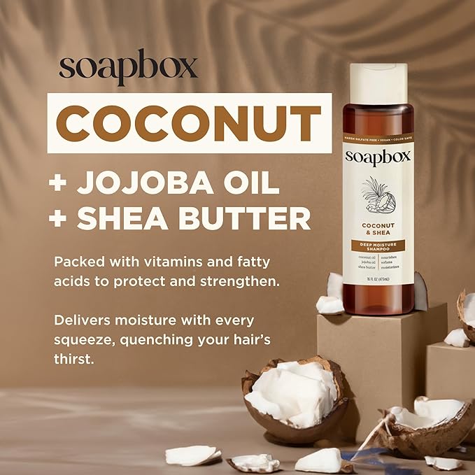 Soapbox Shampoo and Conditioner Set with Coconut Oil, Jojoba Oil, Aloe and Shea Butter to Moisturize and Nourish for All Hair Types, 1 Liter Each (Pack of 2)-VivaGrace Women