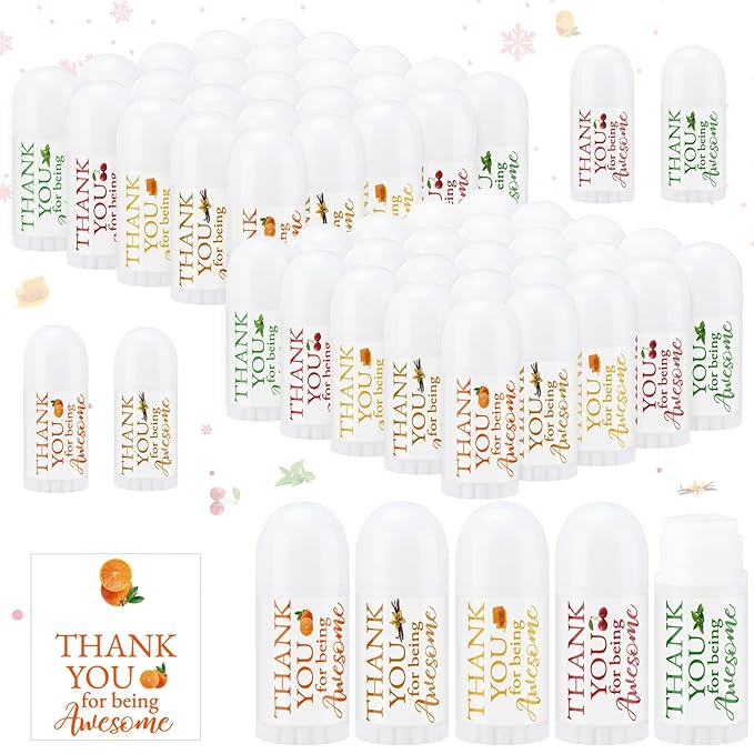 50 Pcs Thank You Gifts Mini Lip Balm Pack Lip Moisturizer Assorted Flavors Dry Lip Care Products for Teacher Baby Shower Coworkers Friend-VivaGrace Women
