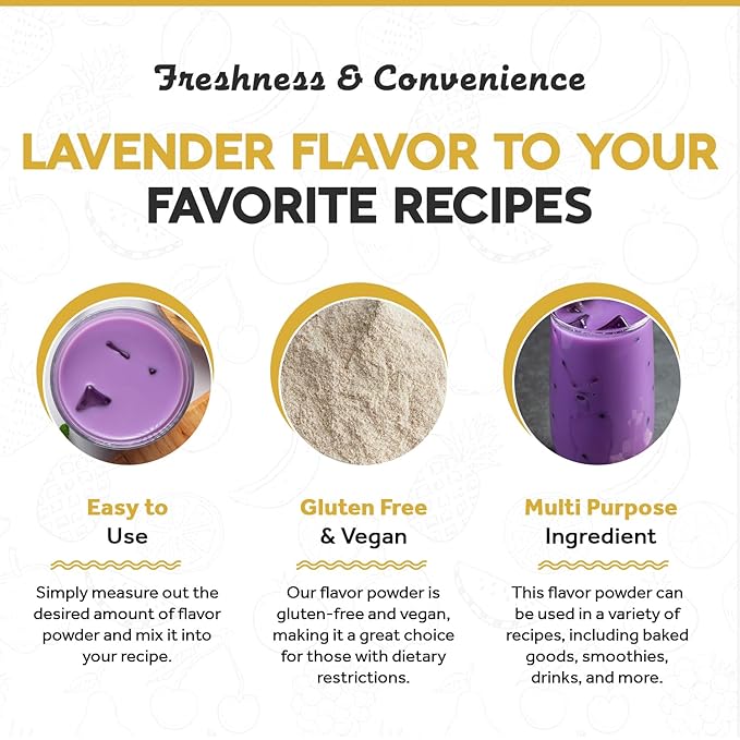 Fanale Premium Lavender Bubble Tea Flavoring Powder | Perfect for Baking, Smoothies, Desserts and Drinks | Instant Flavoring Powder for Boba Milk Tea - 2.2 Pounds (Pack of 20)-VivaGrace Women