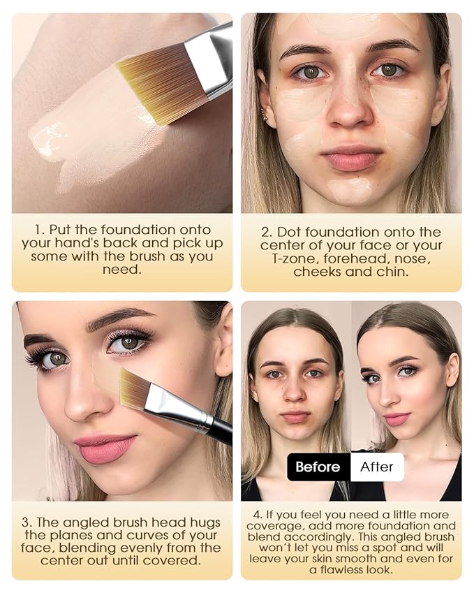 EIGSHOW Flat Foundation Brush, Vegan Synthetic Bristles, Streak Free Application, Face Makeup Brush For Blending Liquid, Cream, Face Mask (E870B)-VivaGrace Women