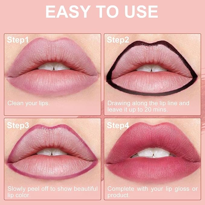 Lip Stain Peel Off - Lip Liner Waterproof, Lip Liner Stain Transfer Proof & Plumping, Moisturizing Non-Stick Cup Matte Finish Stay On All Day, Rose Color-VivaGrace Women