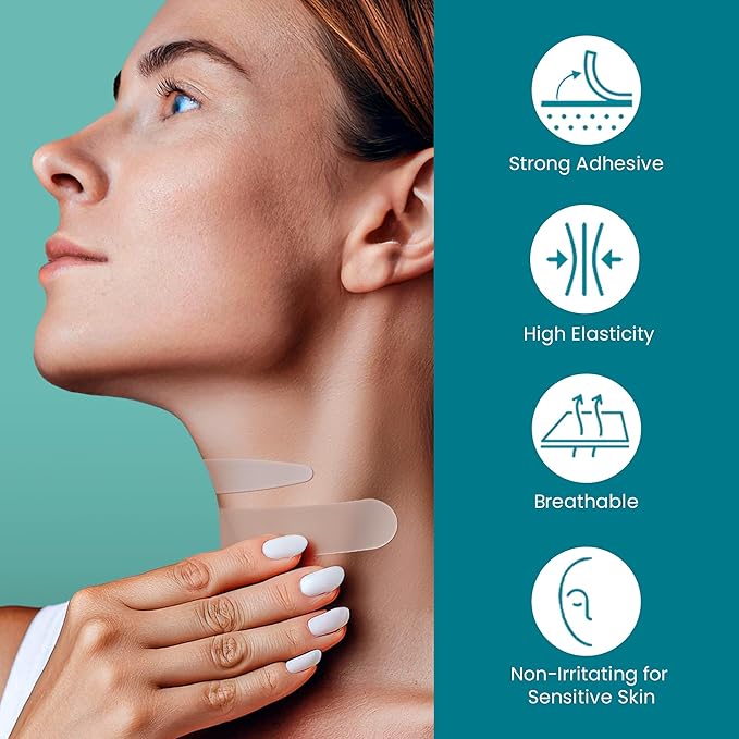 Advanced Wrinkle Patches 60ct Smile Line, Frown Line Wrinkle Patches for Facial Korean Skin Care Face Wrinkle Tape Invisible Overnight with Retinol & Collagen (Medium (Neck))-VivaGrace Women