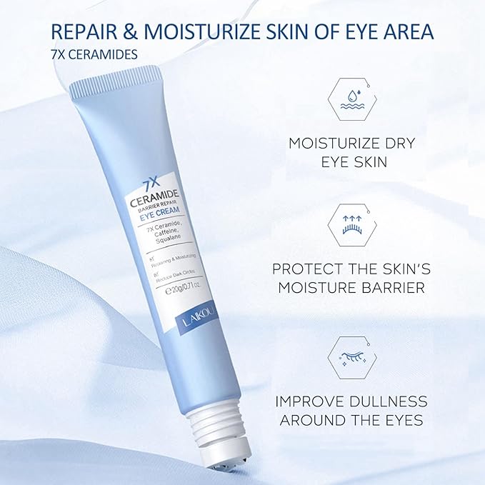 Ceramide Under Eye Cream, Hydrating Eye Cream, Eye Wrinkle Cream With Massage Head, Eye Cream Anti Aging, Dark Circle Eye Cream For Women & Men, eye moisturizer For All Skin Type-VivaGrace Women