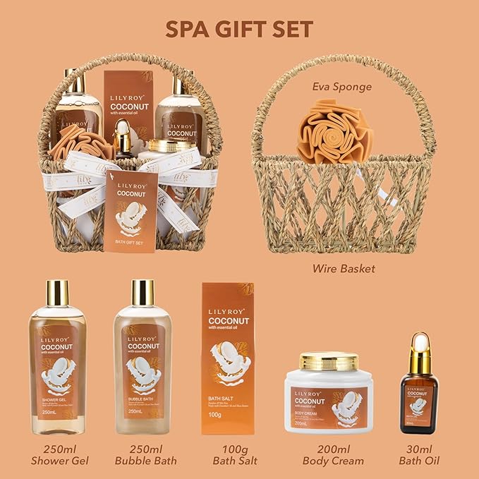 Mothers Day Gifts for Mom - 7Pcs Luxury Bath & Body Gift Basket Set for Women & Men, Perfect Gift with Bath Bomb | Christmas, Father's Day, Birthday Gifts for Her & Him, All Occasion Holiday Present-VivaGrace Women