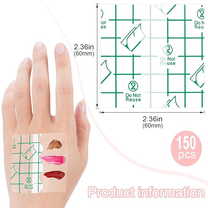 ANCIRS 150pcs Disposable Makeup Hand Palettes, 2.4x2.4inch Adhesive Waterproof PU Cosmetic Makeup Palettes for Women Girls Female Artists Make up-VivaGrace Women