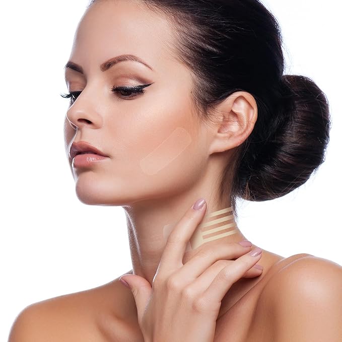 braxan 60 Pcs Neck Tape Lifting Invisible Set: Neck & Face Lift Tape Invisible - for Double Chin Jowls Eyes Sagging Skin, Special Events & Makeup-Friendly Use, Visible Results In Seconds-VivaGrace Women
