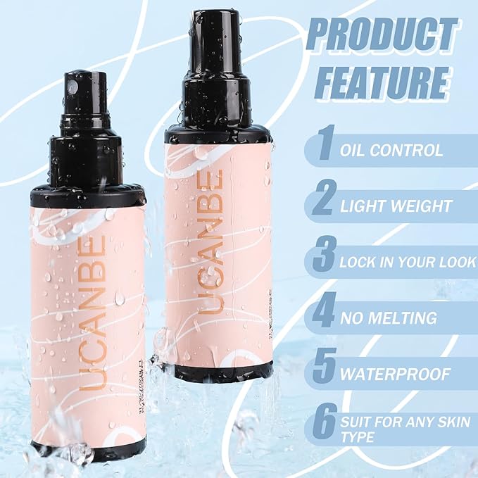 UCANBE Ultra Matte Makeup Setting Spray for Oily Skin, Long Lasting Finishing Spray for Face Make Up, Weightless Mattifying Setting Mist, 3.38 Fl.oz-VivaGrace Women