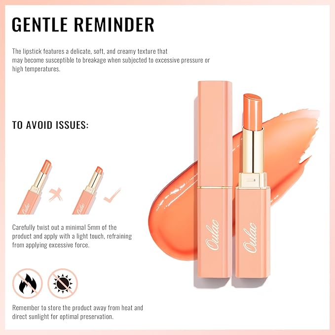 Oulac Shine Orange Lipstick for Women, 2 in 1 Glossy Coral Orange Tinted Lip Balm, Hydrating Lipstick for Dry Lips, Moisture Shine Juicy Finish Vegan 2.2g/0.07oz (21)-VivaGrace Women