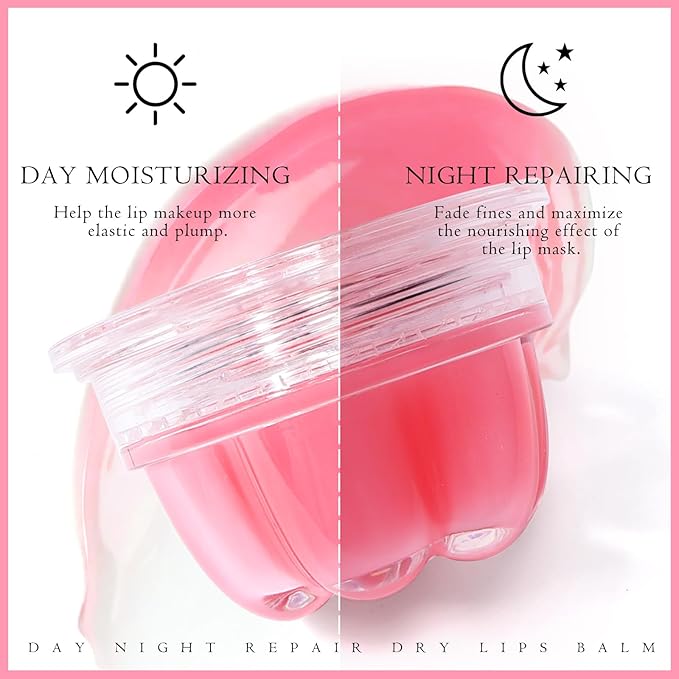 2Pc Jelly Lip Mask Overnight,Fruity Strawberry Lip Sleeping Mask Day Night Repair Kawaii Lip Balm Hydrate Plump Dry Lip Scrubs Exfoliator,Lip Care Lip Moisturizer with Collagen-Strawberry-VivaGrace Women